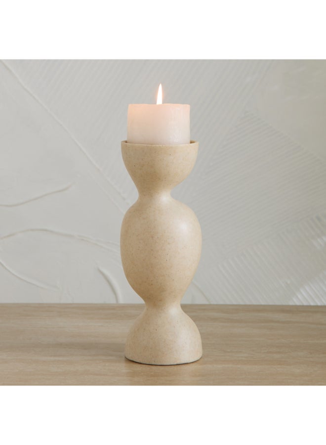 Home Box Luxe Polyresin Candleholder - Beige - Image 1